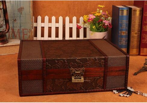 Cabilock Memory Box Wooden Desktop Storage Boxes Wood Treasure Box for Books Jewelry Document Box without Lock (Lotus) Storage Boxes Decorative in Saudi Arabia