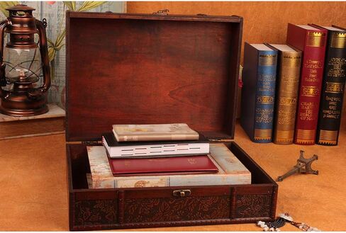 Cabilock Memory Box Wooden Desktop Storage Boxes Wood Treasure Box for Books Jewelry Document Box without Lock (Lotus) Storage Boxes Decorative in Saudi Arabia