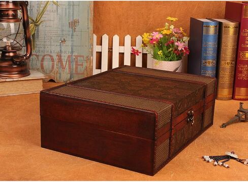 Cabilock Memory Box Wooden Desktop Storage Boxes Wood Treasure Box for Books Jewelry Document Box without Lock (Lotus) Storage Boxes Decorative in Saudi Arabia