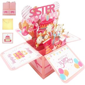 Happy Birthday Mom Card From Daughter Son Kids Funny 3D Pop Up Birthday Gift Card Box For Mom Foldable Celebration Greeting Cards With Envelope For Women Stepmom Godmother in Kuwait