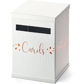 White & Rose Gold Card Box, Large 12" Gift Card Holder, Wedding Mailbox, Sweet 16, Birthday Party, Graduation, Baby & Bridal Shower, Quinceanera, Money Basket, Funeral, Retirement, Pink Envelope Box in Kuwait