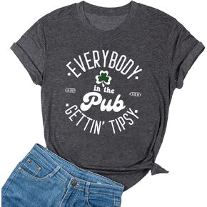 Ykomow St Patricks Day Shirts Womens Short Sleeve Leopard Clover Graphic Tees in Kuwait