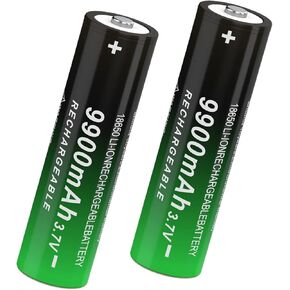 بطارية قابلة للشحن 3.7 فولت، سعة عالية 9900 مللي أمبير في الساعة، بطارية قابلة لإعادة الشحن 18650 للمصابيح الأمامية (زر علوي، عبوتان) in Kuwait