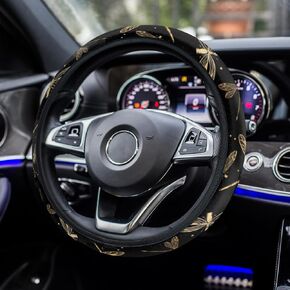 QsirBC Black Dragonflies Car Steering Wheel Cover Comfy Grip Non-Slip Sweat-Absorbent Steering Wheel Covers Universal 15 Inch Auto Wheel Cover Wrap Protector for Women Men in Saudi Arabia
