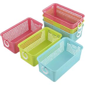 6 Packs Colorful Small Plastic Rectangle Storage Baskets, Kitchen Classroom Office Bedroom Baskets in Kuwait