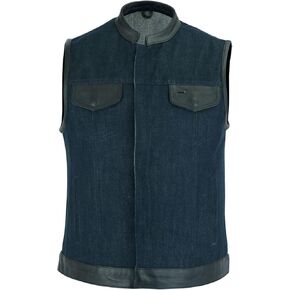 سترة دانييل سمارت النسائية ذات الياقة الواسعة بتصميم سترة من الدنيم باللون الأسود للنساء مع تفاصيل جلدية وجيب داخلي للحمل in Kuwait