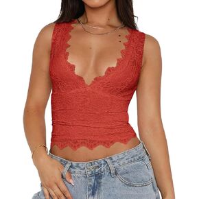 قطع علوية نسائية Y2K قصيرة بلون سادة مع فتحة رقبة على شكل V عميقة وفتحة رقبة على شكل V بدون أكمام بدون أكمام ملابس خروج in Kuwait