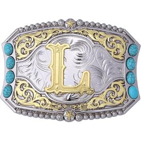 WMG Western Belt Buckle Initial Letters A-Z – Cowboy Buckle for Men & Women | Hebillas Vaqueras Rodeo in Kuwait
