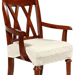 Havawish Large Jacquard Dining Room Chair Seat Covers with Armrest Dining Chair Slip Covers Protectors(Beige White, 1 Pcs) in Kuwait