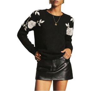 سترة نسائية بطبعة زهور وياقة دائرية وأكمام طويلة وبلوفرات مضلعة ملابس خريف وشتاء in Kuwait