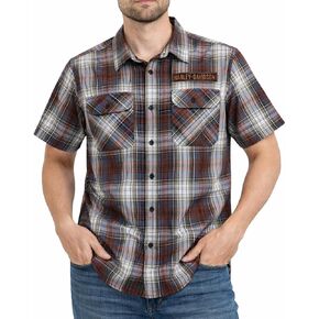Harley-Davidson Men's Plaid Button Shirt, Block Font, Red - 96855-25VM in Kuwait