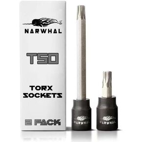 T50 Torx Bit Socket - 3/8 Drive - 2 Pack Includes 3.5" Long & Short 2" Bit - Industrial Grade S2 Alloy Steel in Kuwait