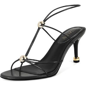 STALOV كعوب Strappy للنساء صنادل مستديرة مفتوحة من الأمام Slingback ثونغ الوجه بالتخبط أحذية فستان الحفلات المريحة مع مشبك معدني in Kuwait
