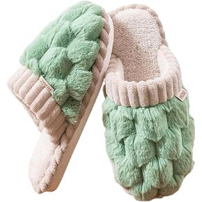 Women's Cotton Slippers with Waffle Weave Soft Thick Bottom Warm Indoor Plush House Footwear Kawaii Non-slip Home Floor Shoes in Kuwait