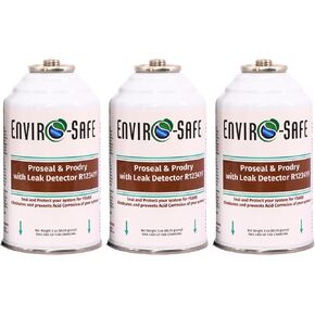 ENVIRO-SAFE ProSeal and ProDry with Leak Detector for R1234YF A/C Systems, for DIY and Auto Shops (3 Cans w/Charging Gauge) in Kuwait