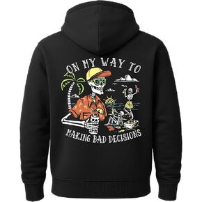 Salty Bones On My Way To Making Bad Decisions Premium Blend Ringspun Graphic Hooded Sweatshirt, Printed in USA in Kuwait