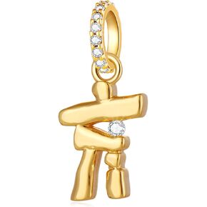 18k Gold Plated Inuksuk/Inukshuk Landmark CZ Charms, Fit Pandora Alaskan Adventure Bracelet, 925 Sterling Silver Native American Inuksuit Pendant Beads, Gifts for Pathfinder/Canada Travel in Saudi Arabia