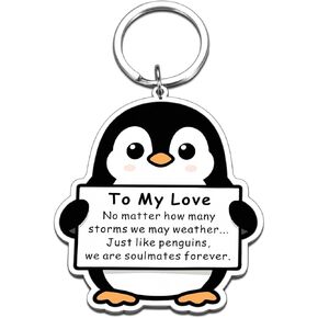 Delujouberst Valentines Gifts for Him Her, Cute Penguin Keychain for Boyfriend Girlfriend Romantic Anniversary I Love You Keychains for Husband Wife, Couple Valentines Day Gift for Couple in Kuwait