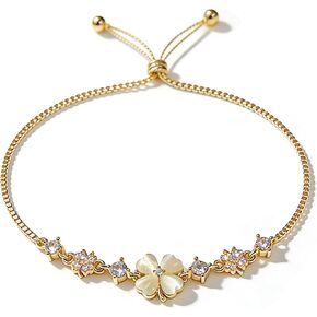 Adjustable Gold Floral Bracelet for Women - Dainty Gold Flower Bracelet, Cute Floral Jewelry for Party, Daily Commute & Vacation in Kuwait