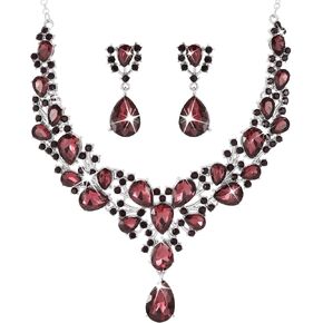 Kamirola Bridal Wedding Jewelry Set for Women/Brides/Bridesmaids Crystal Jewelry Set for Wedding Prom Party Bridal Crystal Necklace Earrings Set(TR92) in Kuwait