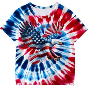 Kids Tie Dye Shirt for Girls Boys Colorful Animal Print T-Shirt Hippie Style Casual Tee Youth Clothing 6-16 Years in Saudi Arabia
