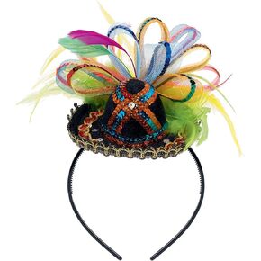Fiesta Deluxe Tiara - 4.5 بوصة × 6 بوصة × 9 بوصة - نسيج مذهل متعدد الألوان مع ريش in Kuwait