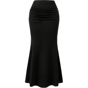 GORGLITTER المرأة Ruched Bodycon ماكسي تنورة عالية الخصر ذيل السمكة قلم رصاص التنانير الطويلة in Saudi Arabia