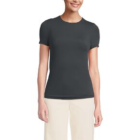 Lands' End Womens Short Sleeve Tugless Double Layer Crew Neck Knit Top in Kuwait