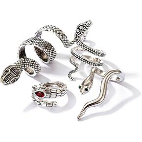 Snake Ring for Women Adjustable Snake Rings Set Black Gothic Gothic Rings Punk Vintage Ring Halloween Jewelry in Kuwait