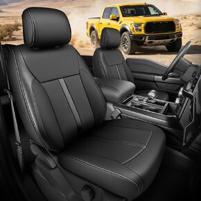 Seat Covers for Ford F150 2015–2025 2026 (XL/XLT, 1st Row Bucket Seat, Not Regular Cab) – Faux Leather Front Seat Protectors, Truck Interior Accessories, Black in Kuwait
