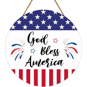 4th of July Decorations Patriotic Decorations Patriotic Wreath Fireworks God Bless America Sign Wooden 4th of July Wreaths for Front Door Decorations for Memorial Day Fourth of July Indoor Home Decor in Saudi Arabia