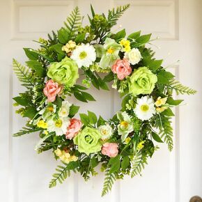 24in Hydrangea Spring Wreaths for Front Door - Summer Door Wreaths for Home Porch Decor Outside All Season in Kuwait