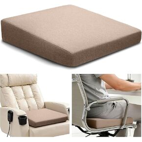 وسائد كرسي من الفوم وسادة مقعد إسفين مقاس 20 × 20 بوصة من الفوم عالي الكثافة غير قابل للانزلاق وسادة إسفين من الفوم مع غطاء قابل للإزالة بسحاب (بني) in Kuwait