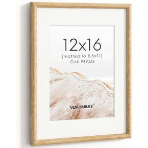 11x14 Picture Frame, Natural Solid USA-Sourced Walnut Wood Photo Frames with HD Tempered Glass, Handcrafted Rounded Edge Wooden Frame Matted to 8x10, Gallery Wall Art Mount Display in Kuwait