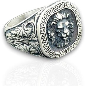 Men Silver Lion Ring, Animal Leon Head Ring, Animal Signet Ring, 925k Sterling Silver Handmade Ring in Kuwait