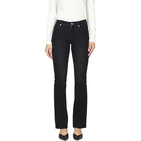 DEAR JOHN Jaxtyn Bootcut Jeans for Women Mid-Rise Full Length Inseam Clean Hem Comfort Stretch Denim – Black Brushed – 28 in Kuwait