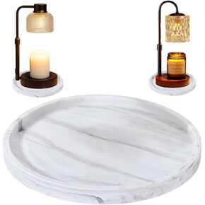 Heat Resistant Silicone Mat for Candle Warmer Lamp, Non-Slip Protective Base Pad for Tabletop & Furniture, Lamp Candle Warmer Under Mat (Marble White, 6.5 INCH) in Kuwait