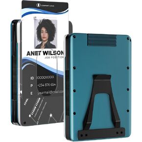محفظة رجالية رفيعة للغاية من الألومنيوم مع خاصية حجب RFID، محفظة صغيرة رفيعة للرجال مع محفظة بطاقات بمشبك نقود مع حامل لبطاقة الهوية، أزرق in Kuwait