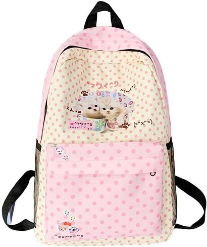 حقيبة ظهر kawaii كيوت كور للمدرسة، حقائب ظهر كرتونية لطيفة كيتي كات وردي، حقيبة ظهر كورية يابانية كبيرة للفتاة، أزياء Y2K لوازم جمالية أشياء عصرية in Kuwait