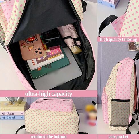 حقيبة ظهر kawaii كيوت كور للمدرسة، حقائب ظهر كرتونية لطيفة كيتي كات وردي، حقيبة ظهر كورية يابانية كبيرة للفتاة، أزياء Y2K لوازم جمالية أشياء عصرية in Kuwait