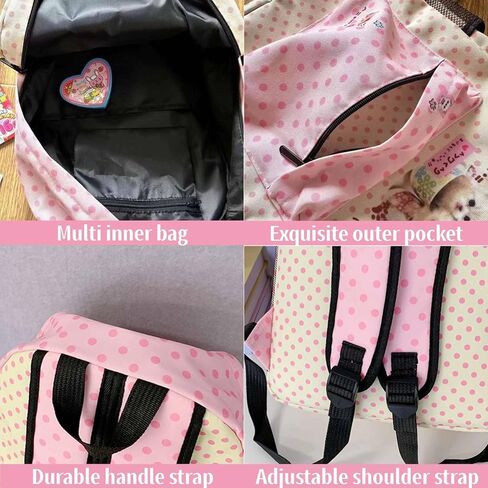 حقيبة ظهر kawaii كيوت كور للمدرسة، حقائب ظهر كرتونية لطيفة كيتي كات وردي، حقيبة ظهر كورية يابانية كبيرة للفتاة، أزياء Y2K لوازم جمالية أشياء عصرية in Kuwait
