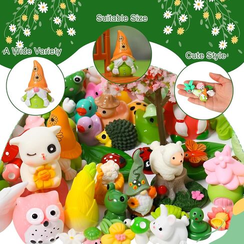 60 Pcs Spring Mini Resin Figurines Tiny Resin Ducks Figures Miniature Animal Statue Fairy Garden Decor for Landscape Pots Dollhouse DIY Cake Birthday Party Favor in Saudi Arabia