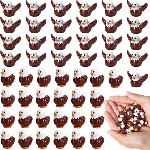 50Pcs Mini Resin Bald Eagle Duck Figurines 2 Styles Patriotic Mini Resin Ducks Tiny Bald Eagle Figures Miniature Birds Statue Ornaments for Lawn Garden Office Desk Party Favors in Saudi Arabia