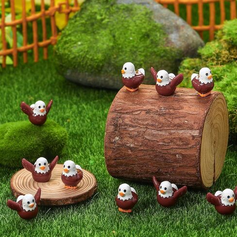 50Pcs Mini Resin Bald Eagle Duck Figurines 2 Styles Patriotic Mini Resin Ducks Tiny Bald Eagle Figures Miniature Birds Statue Ornaments for Lawn Garden Office Desk Party Favors in Saudi Arabia