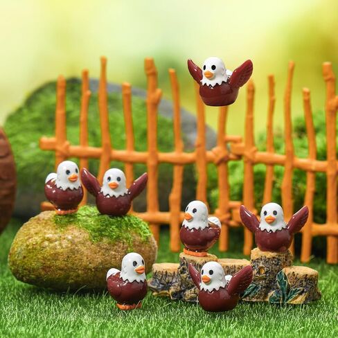 50Pcs Mini Resin Bald Eagle Duck Figurines 2 Styles Patriotic Mini Resin Ducks Tiny Bald Eagle Figures Miniature Birds Statue Ornaments for Lawn Garden Office Desk Party Favors in Saudi Arabia