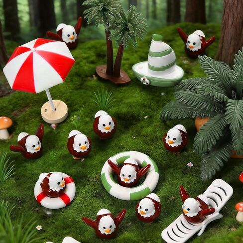 50Pcs Mini Resin Bald Eagle Duck Figurines 2 Styles Patriotic Mini Resin Ducks Tiny Bald Eagle Figures Miniature Birds Statue Ornaments for Lawn Garden Office Desk Party Favors in Saudi Arabia