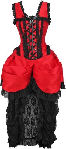 Daisy corsets womens Daisy Corsets Top Drawer Steel Boned Red/Black Lace Victorian Bustle Corset Dress in Saudi Arabia