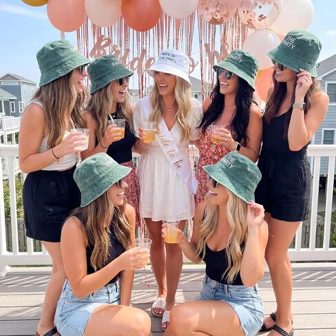 Mepase 6 Pcs Bachelorette Bucket Hat with 1 Wife of The Party Hat and 5 The Party Bucket Cap for Bridesmaid Bride Wedding Gift White, Green in Saudi Arabia