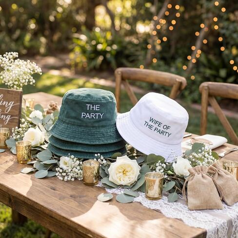 Mepase 6 Pcs Bachelorette Bucket Hat with 1 Wife of The Party Hat and 5 The Party Bucket Cap for Bridesmaid Bride Wedding Gift White, Green in Saudi Arabia
