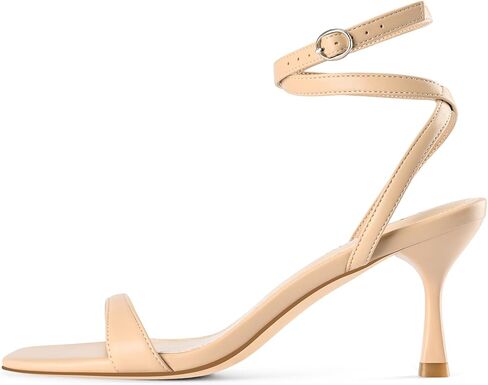 Adrizzlein هريرة الكعوب للنساء كعب Strappy مربع مفتوح اصبع القدم الدانتيل يصل الصنادل الكعب الكاحل التفاف حزام مضخات فستان أحذية الزفاف in Kuwait